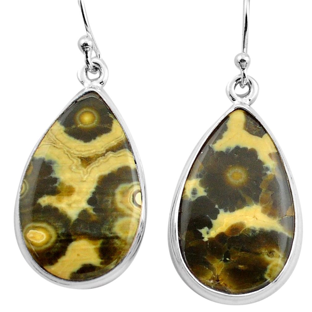 17.57cts natural multi color ocean sea jasper 925 silver dangle earrings p88671