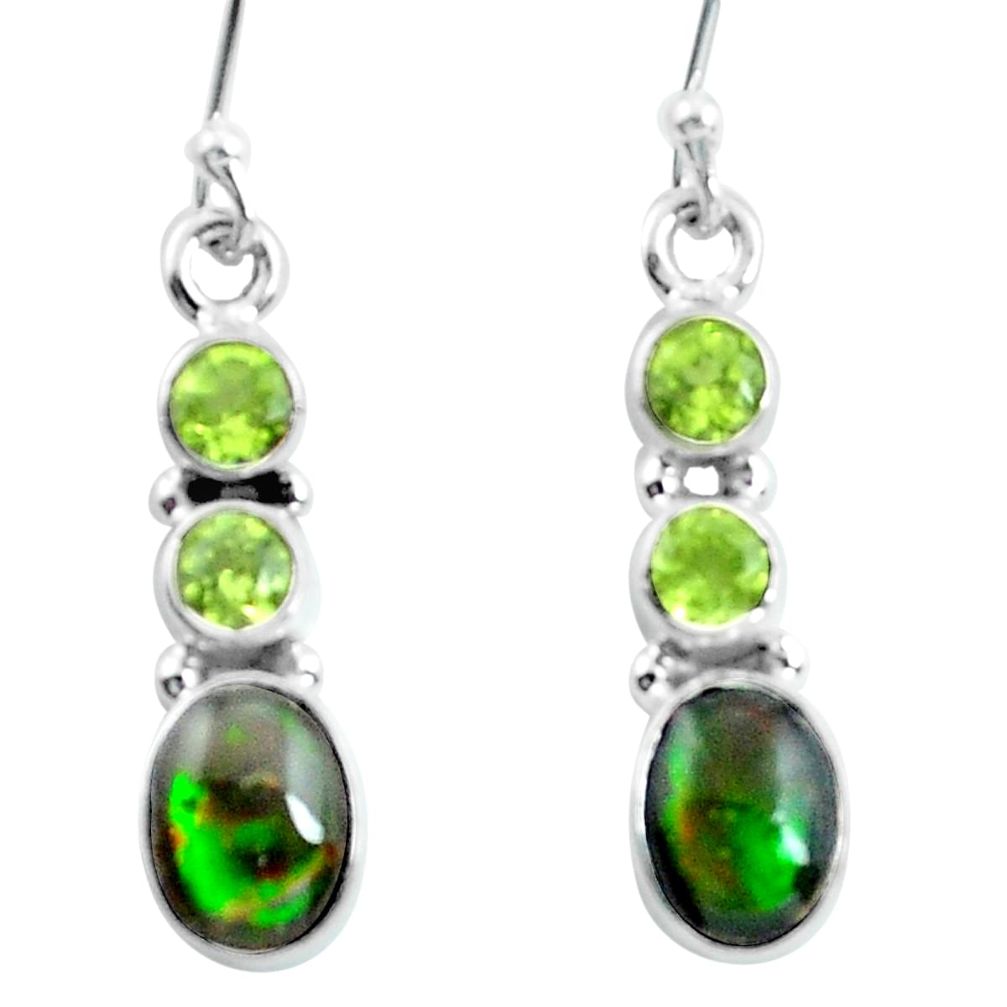 7.13cts natural multicolor ammolite (canadian) 925 silver dangle earrings d31646