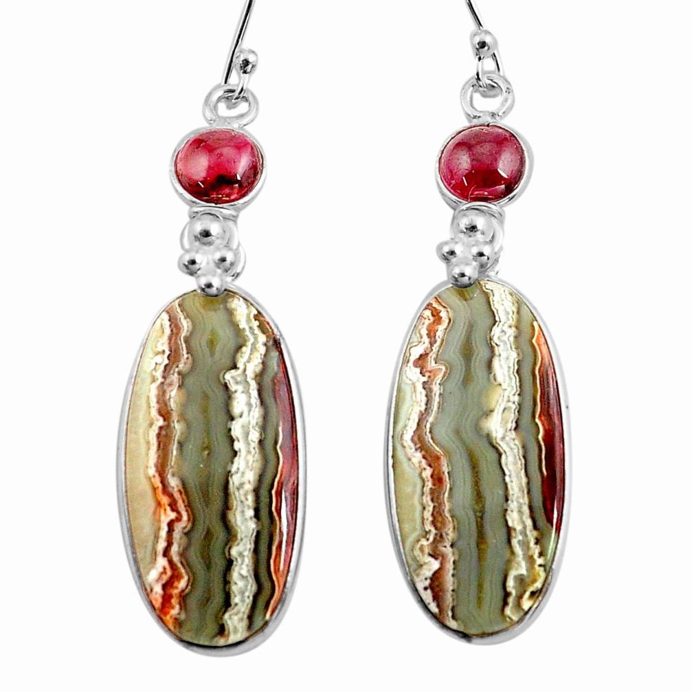 21.01cts natural multicolor mexican laguna lace agate 925 silver earrings p78601