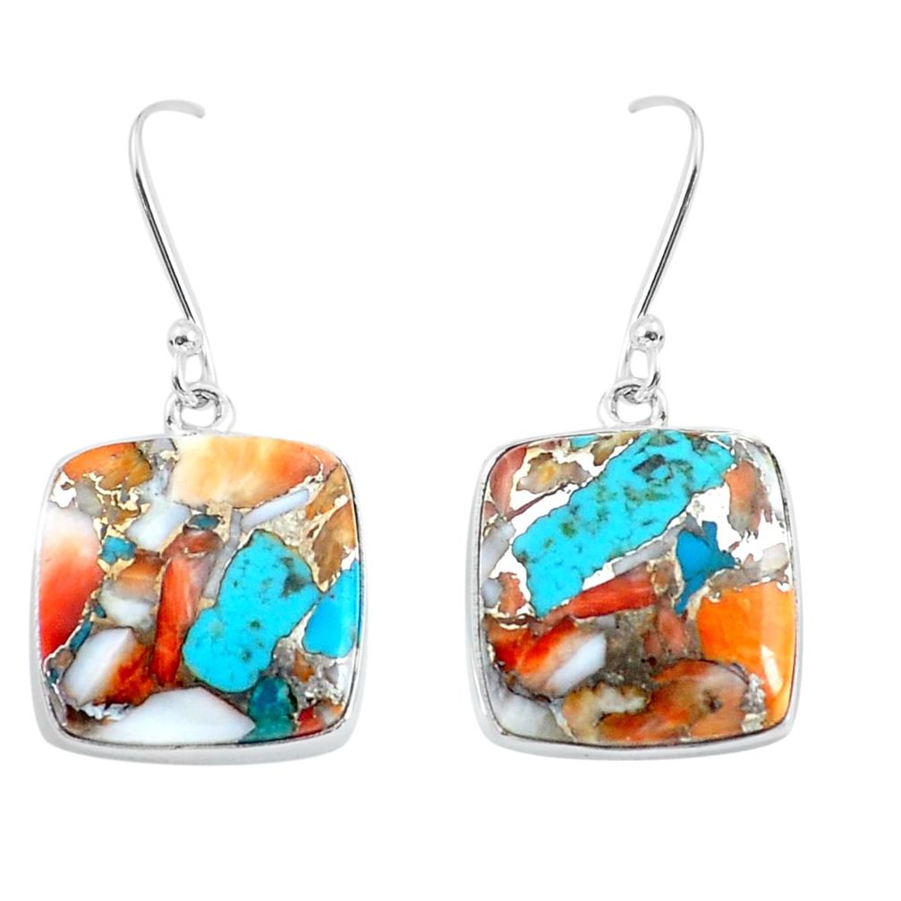 21.48cts natural multicolor sea sediment jasper 925 silver earrings d31543
