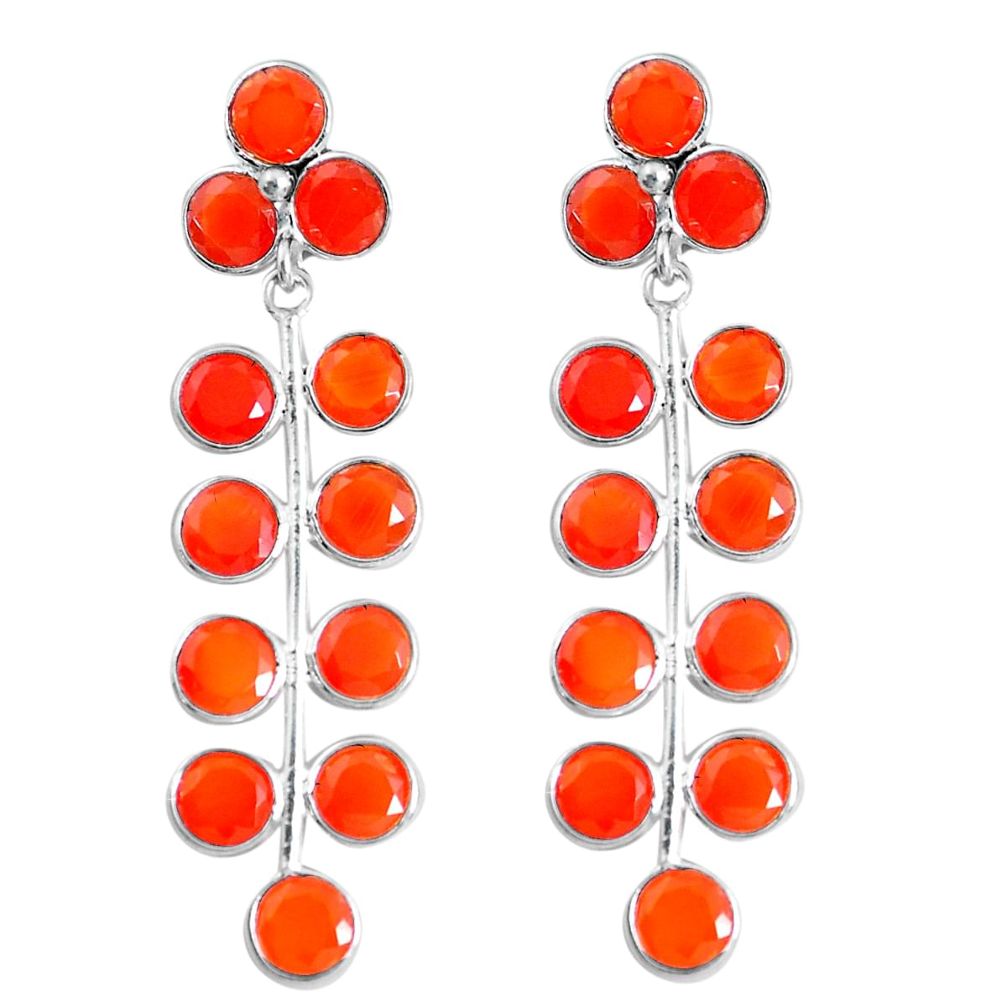 14.72cts natural orange cornelian (carnelian) 925 silver dangle earrings d31697