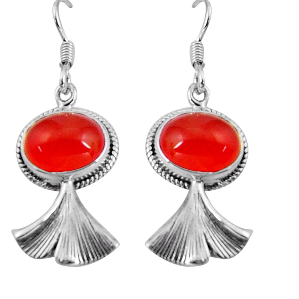 10.41cts natural orange cornelian (carnelian) 925 silver dangle earrings d32448