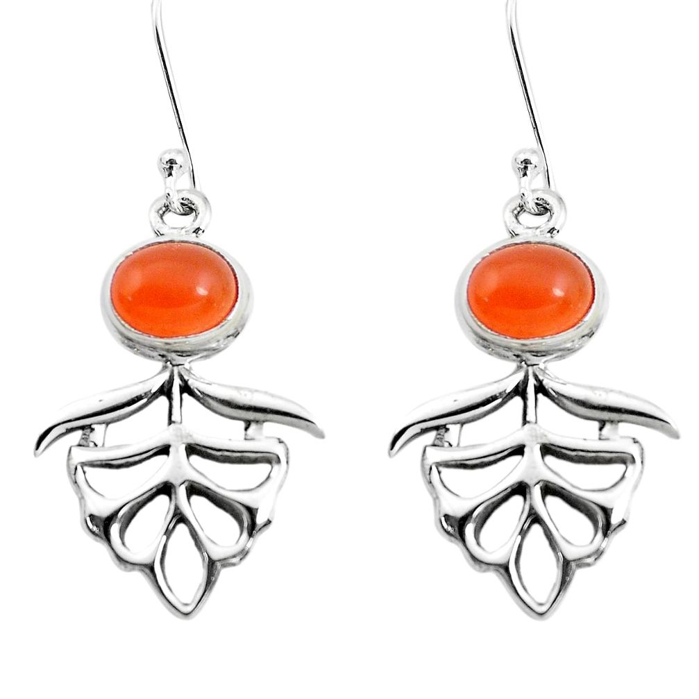4.55cts natural orange cornelian (carnelian) 925 silver dangle earrings p50754