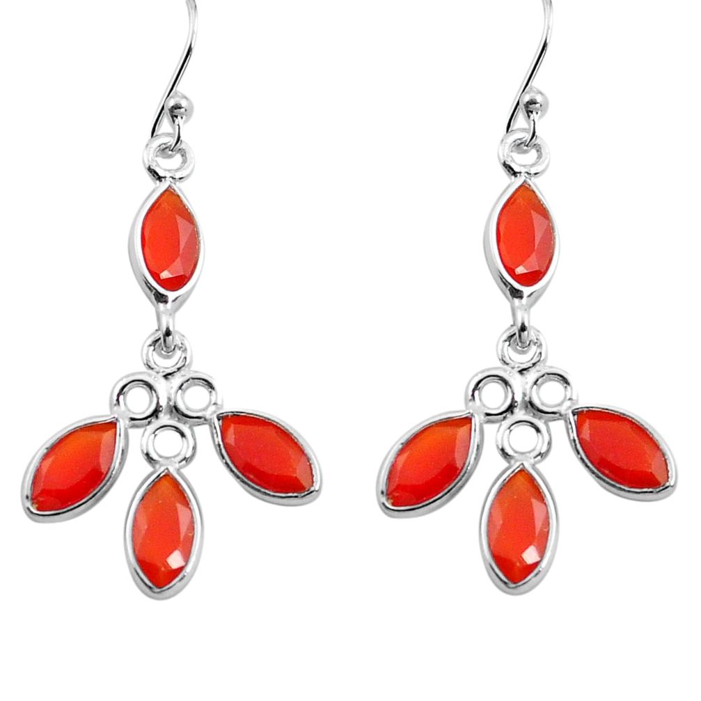 10.61cts natural orange cornelian (carnelian) 925 silver dangle earrings p77392