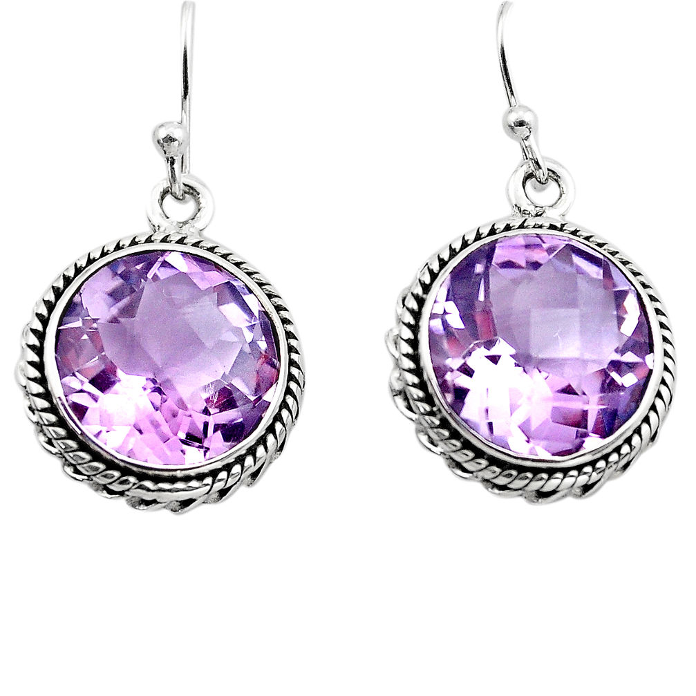 12.44cts natural pink amethyst 925 sterling silver dangle earrings p86222