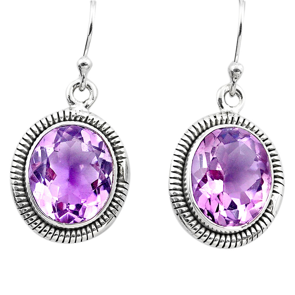 12.01cts natural pink amethyst 925 sterling silver dangle earrings p86224