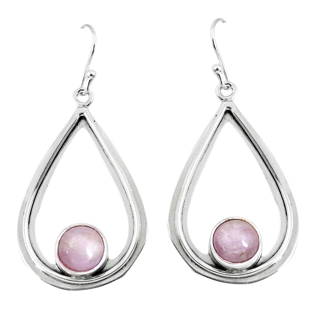 5.63cts natural pink kunzite 925 sterling silver dangle earrings jewelry p52883