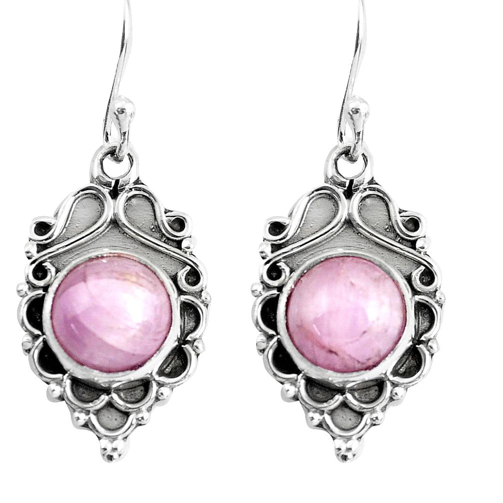 5.84cts natural pink kunzite 925 sterling silver dangle earrings jewelry p52989