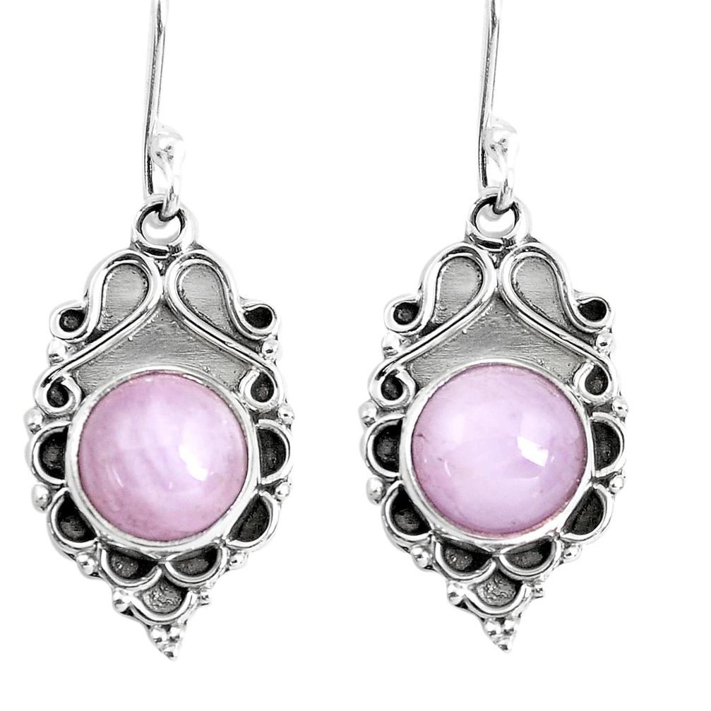 6.03cts natural pink kunzite 925 sterling silver dangle earrings jewelry p52990