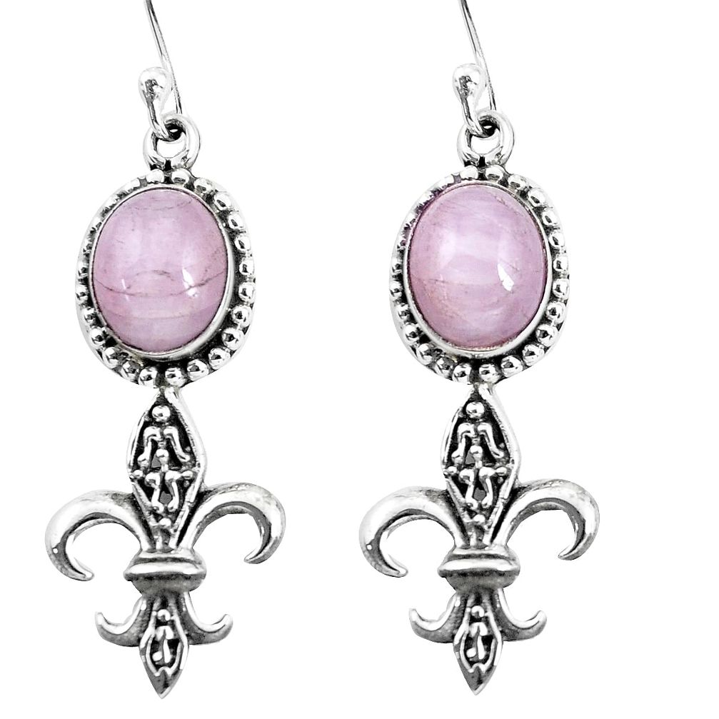 7.98cts natural pink kunzite 925 sterling silver dangle earrings jewelry p54951