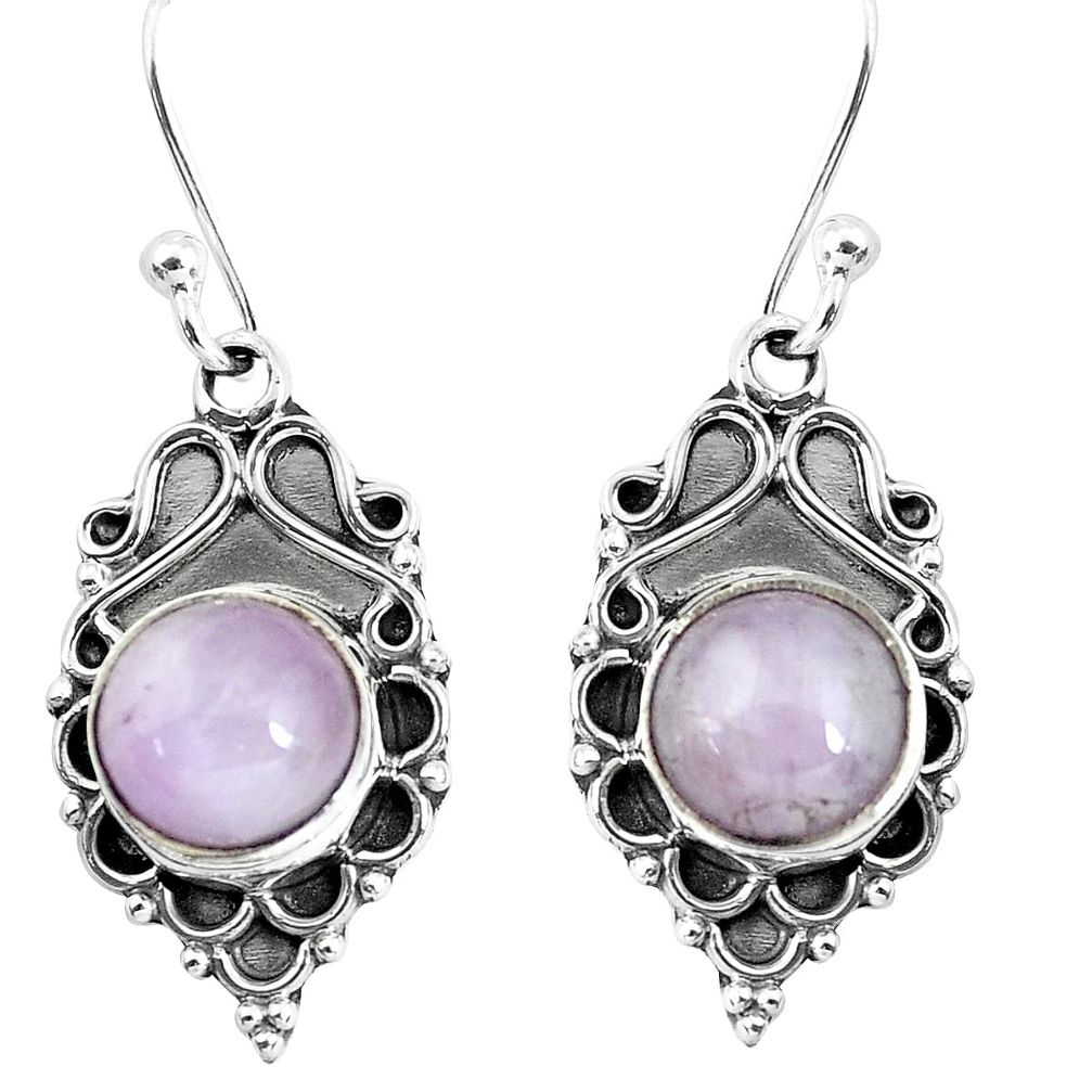 6.61cts natural pink kunzite 925 sterling silver dangle earrings jewelry p58315