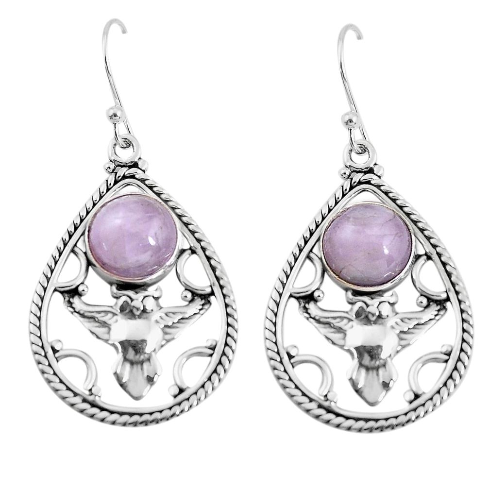 6.20cts natural pink kunzite 925 sterling silver owl earrings jewelry p58382