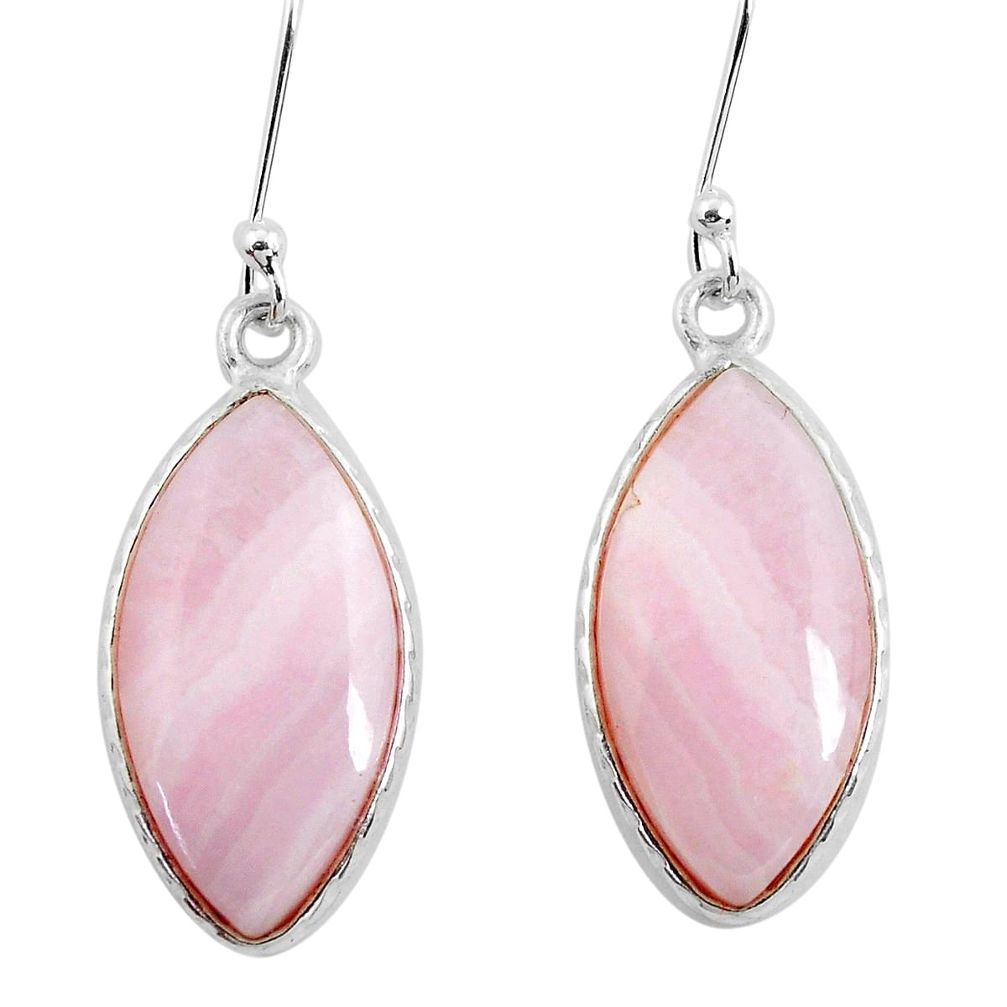 15.34cts natural pink lace agate 925 sterling silver dangle earrings p50850