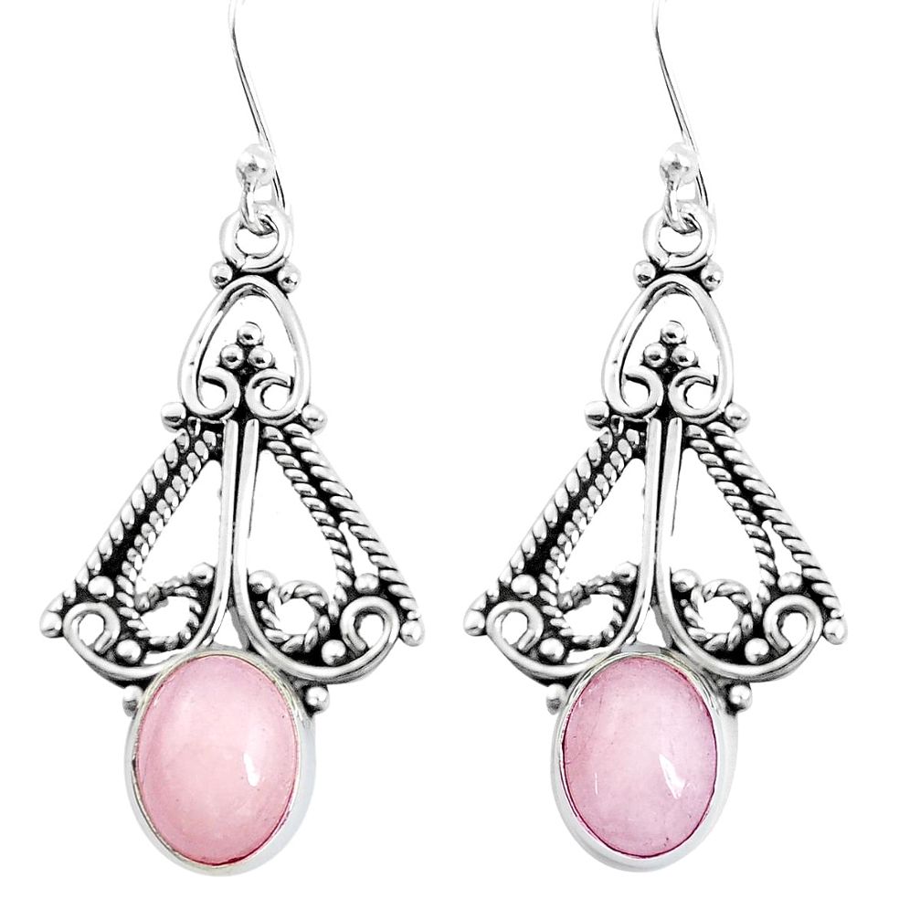 6.39cts natural pink morganite 925 sterling silver dangle earrings p52228