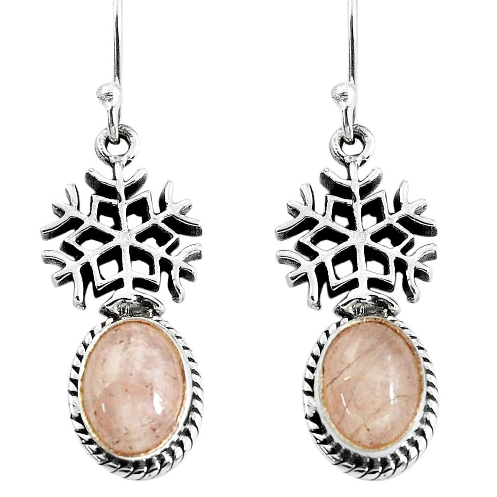 6.04cts natural pink morganite 925 sterling silver snowflake earrings p60838