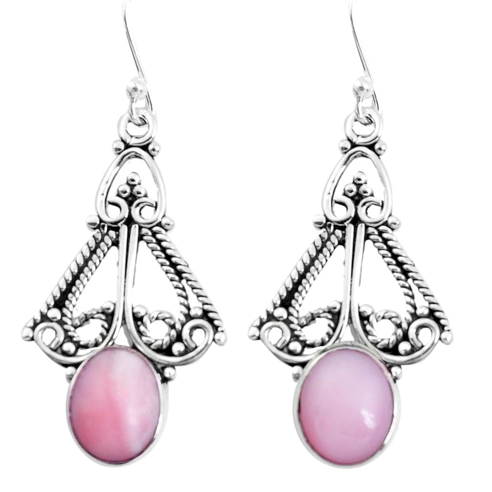 6.70cts natural pink opal 925 sterling silver dangle earrings jewelry p52087