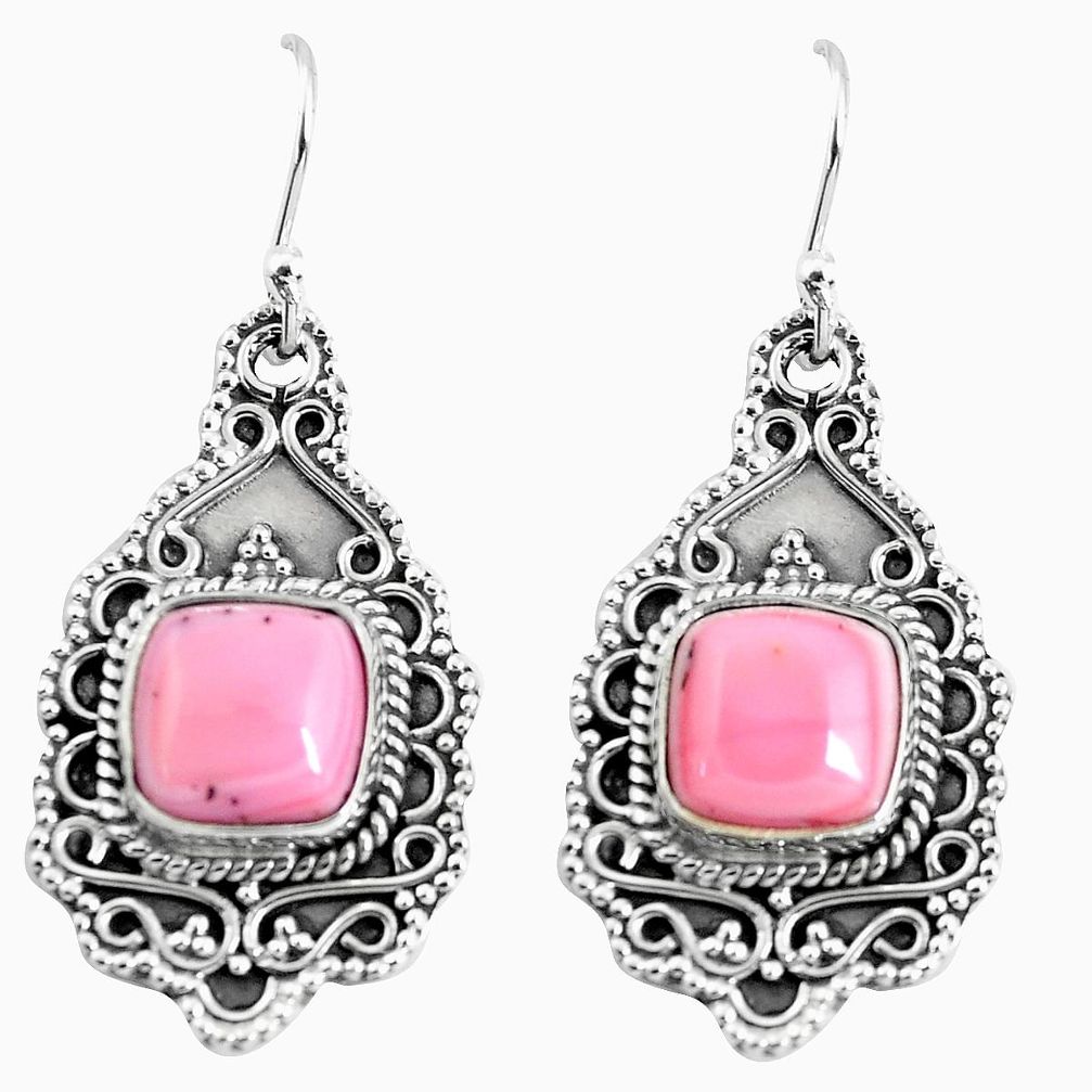 7.58cts natural pink opal 925 sterling silver dangle earrings jewelry p52745