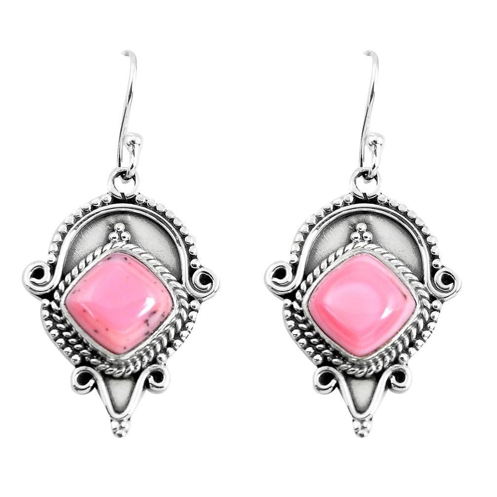 7.66cts natural pink opal 925 sterling silver dangle earrings jewelry p52851