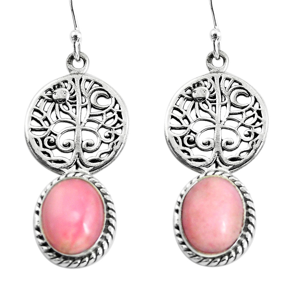 8.83cts natural pink opal 925 sterling silver tree of life earrings p54841