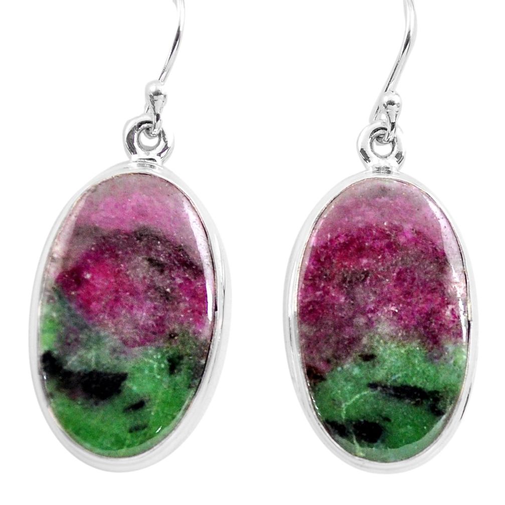 24.08cts natural pink ruby zoisite 925 sterling silver dangle earrings p72731