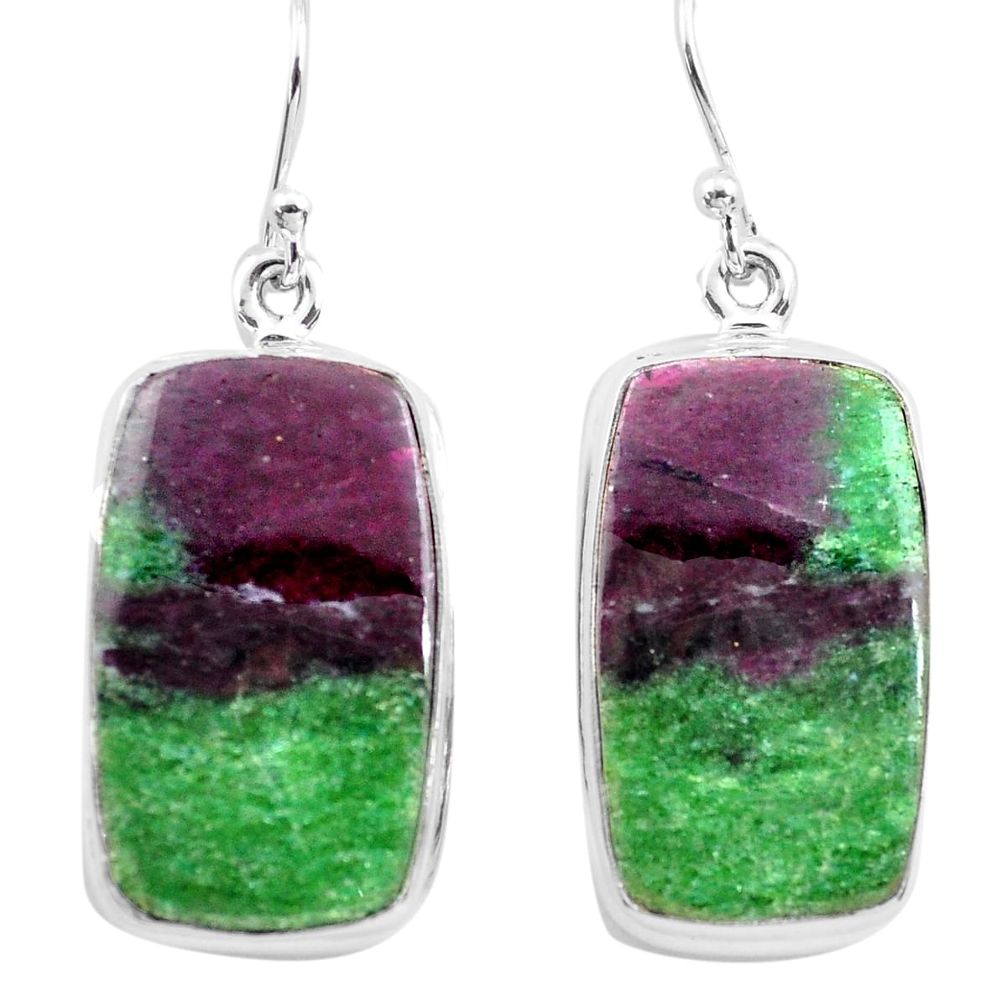 28.27cts natural pink ruby zoisite 925 sterling silver dangle earrings p72734