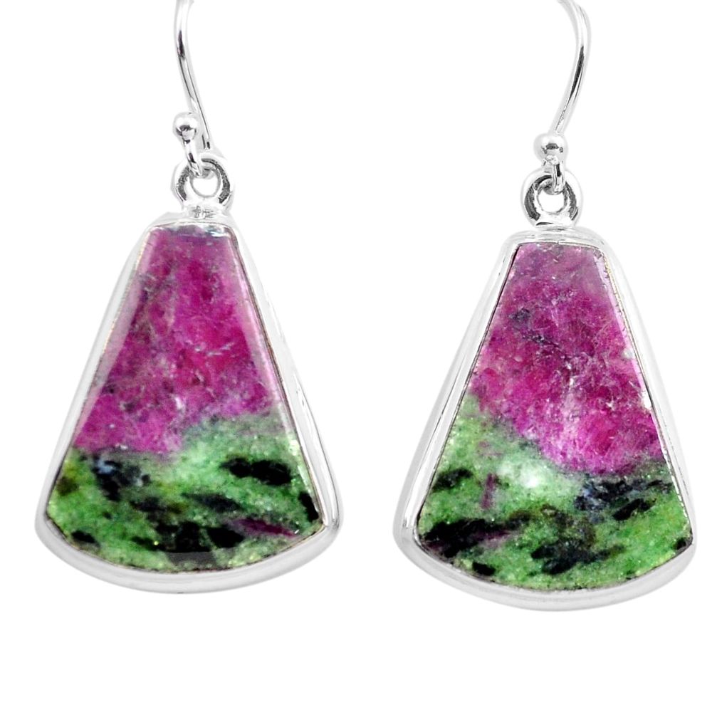 27.70cts natural pink ruby zoisite 925 sterling silver dangle earrings p72735