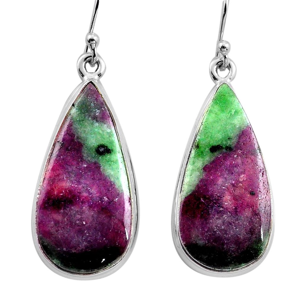 28.86cts natural pink ruby zoisite 925 sterling silver dangle earrings p88726