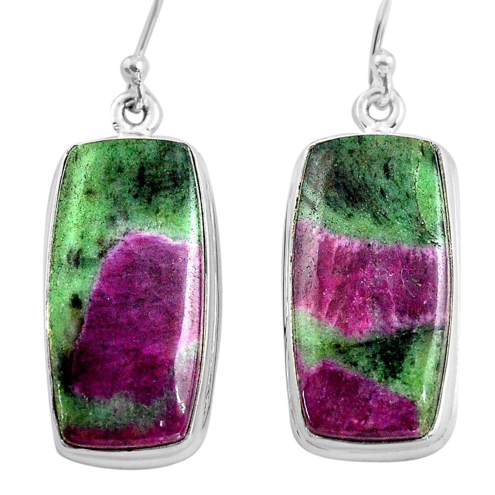 27.08cts natural pink ruby zoisite 925 sterling silver dangle earrings p88727