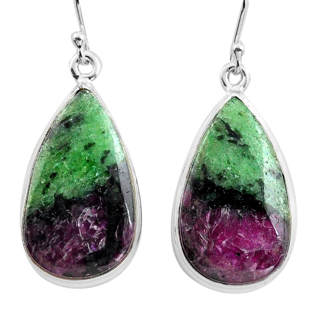 26.70cts natural pink ruby zoisite 925 sterling silver dangle earrings p88730