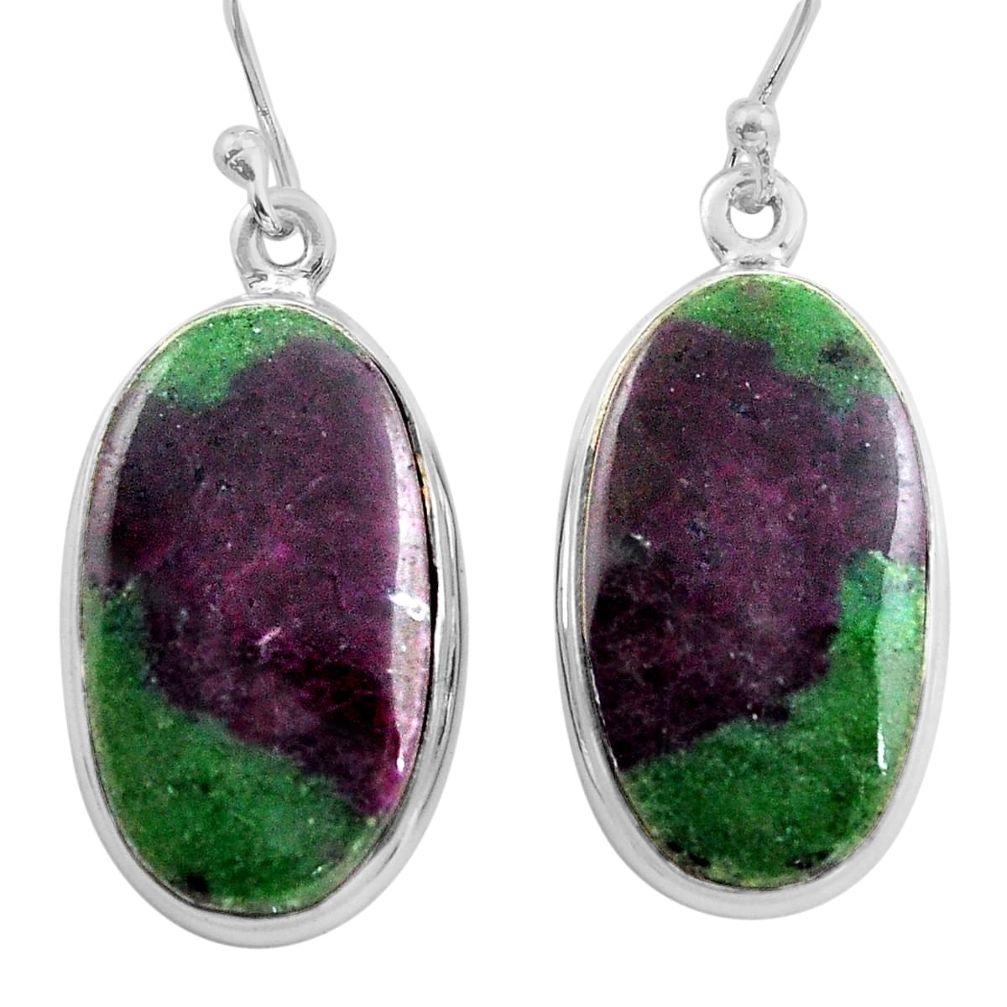 26.16cts natural pink ruby zoisite 925 sterling silver dangle earrings p88731