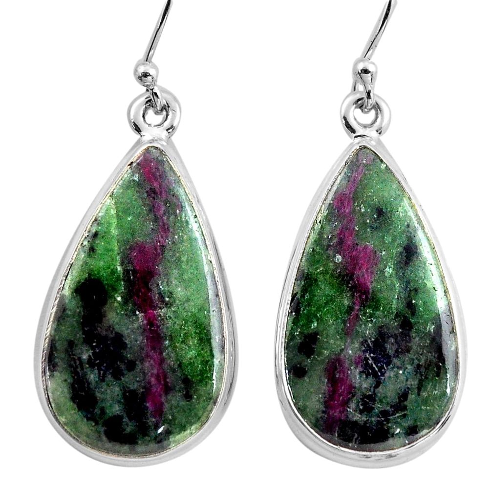 22.59cts natural pink ruby zoisite 925 sterling silver dangle earrings p88733