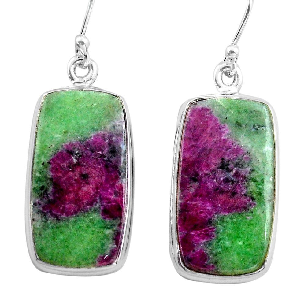 22.59cts natural pink ruby zoisite 925 sterling silver dangle earrings p88736
