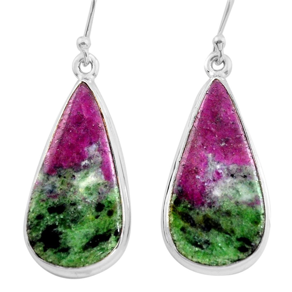 26.16cts natural pink ruby zoisite 925 sterling silver dangle earrings p88737