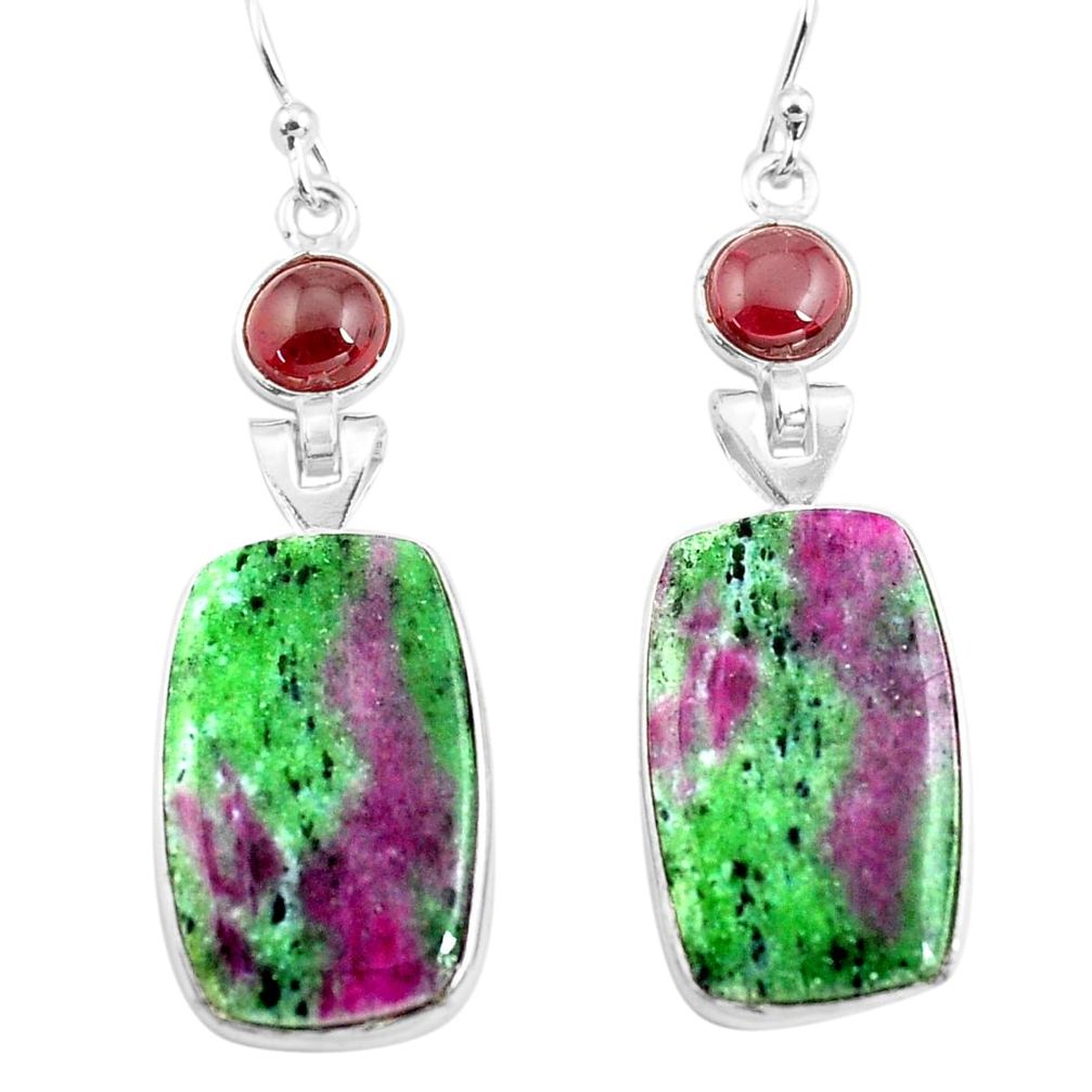 23.42cts natural pink ruby zoisite garnet 925 silver dangle earrings p78718