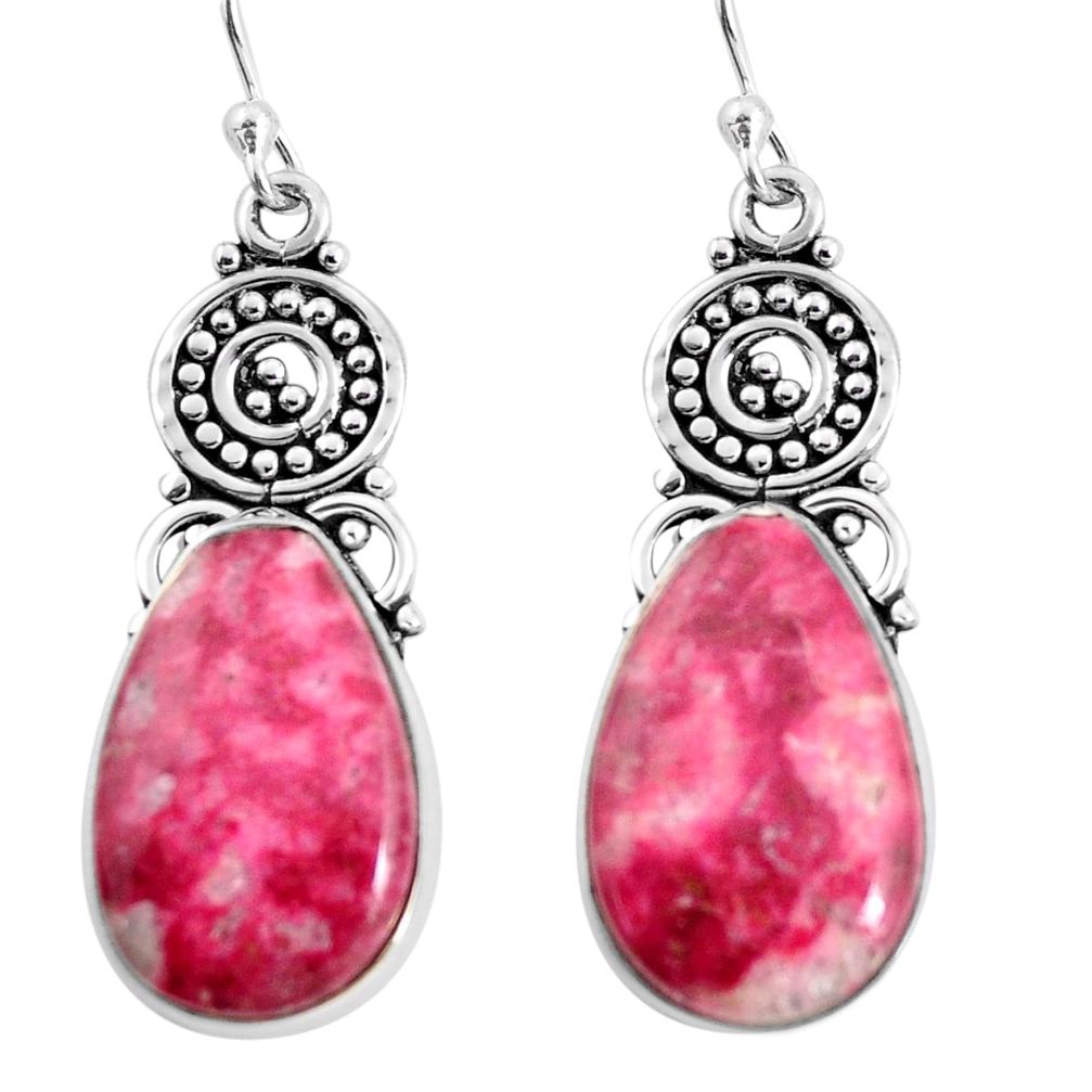 18.94cts natural pink thulite (unionite, pink zoisite) silver earrings p91941