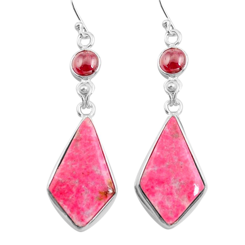 19.73cts natural pink thulite garnet 925 silver dangle earrings jewelry p78595