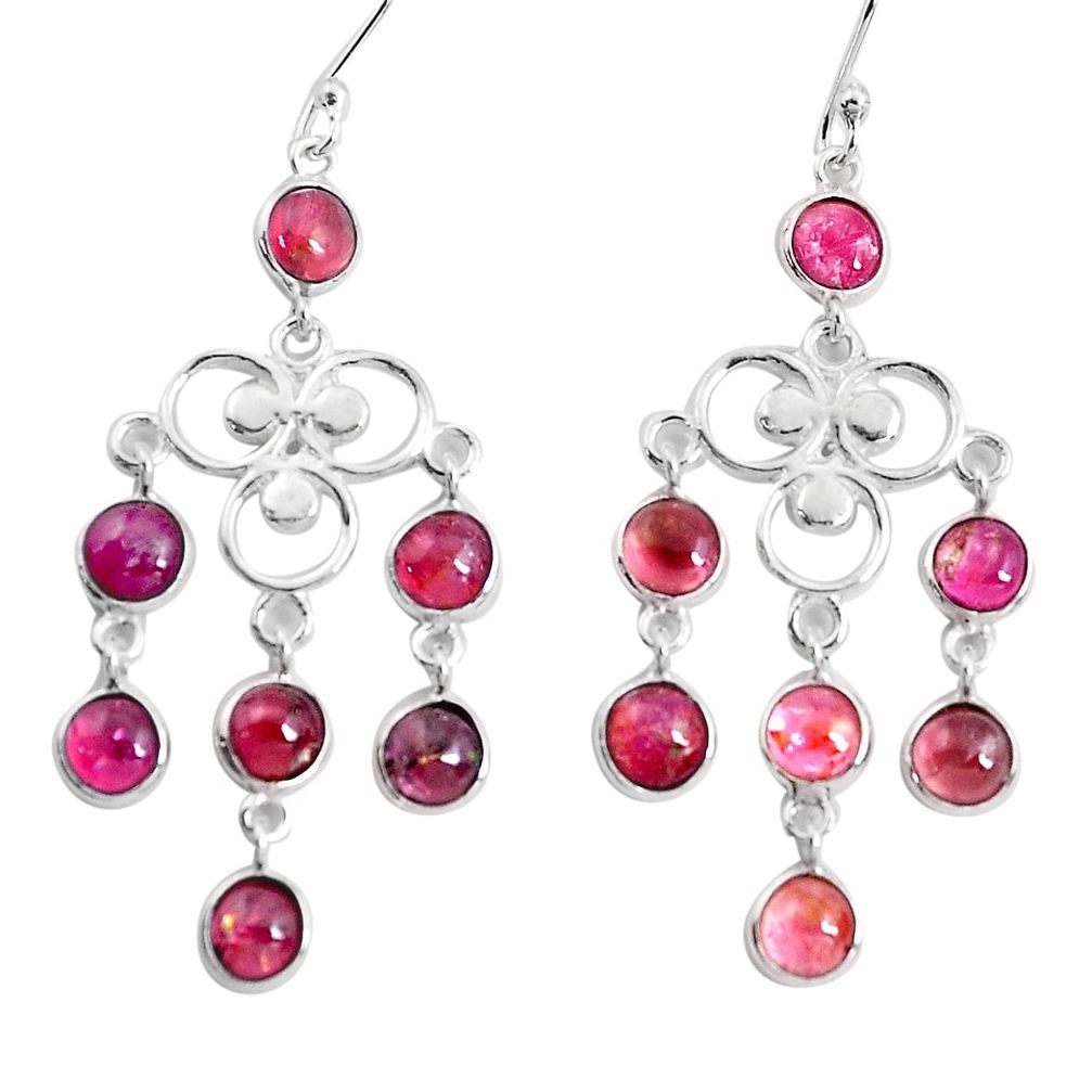 11.07cts natural pink tourmaline 925 sterling silver chandelier earrings p43900