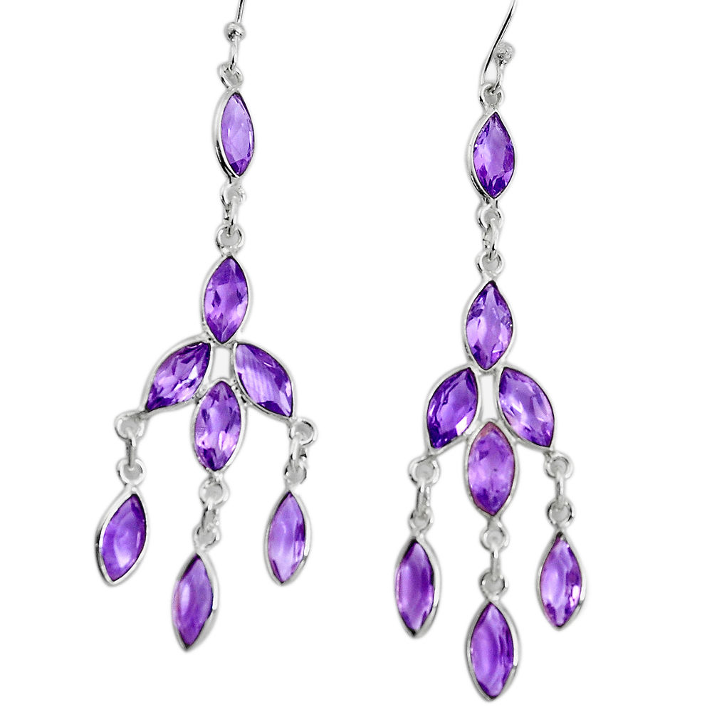 12.99cts natural purple amethyst 925 silver 14k gold dangle earrings p60663