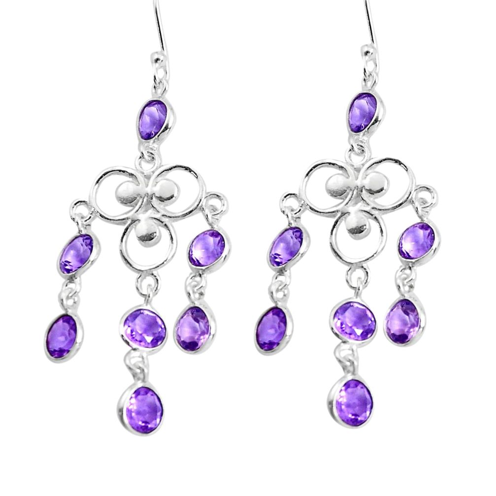 11.57cts natural purple amethyst 925 sterling silver chandelier earrings p43880