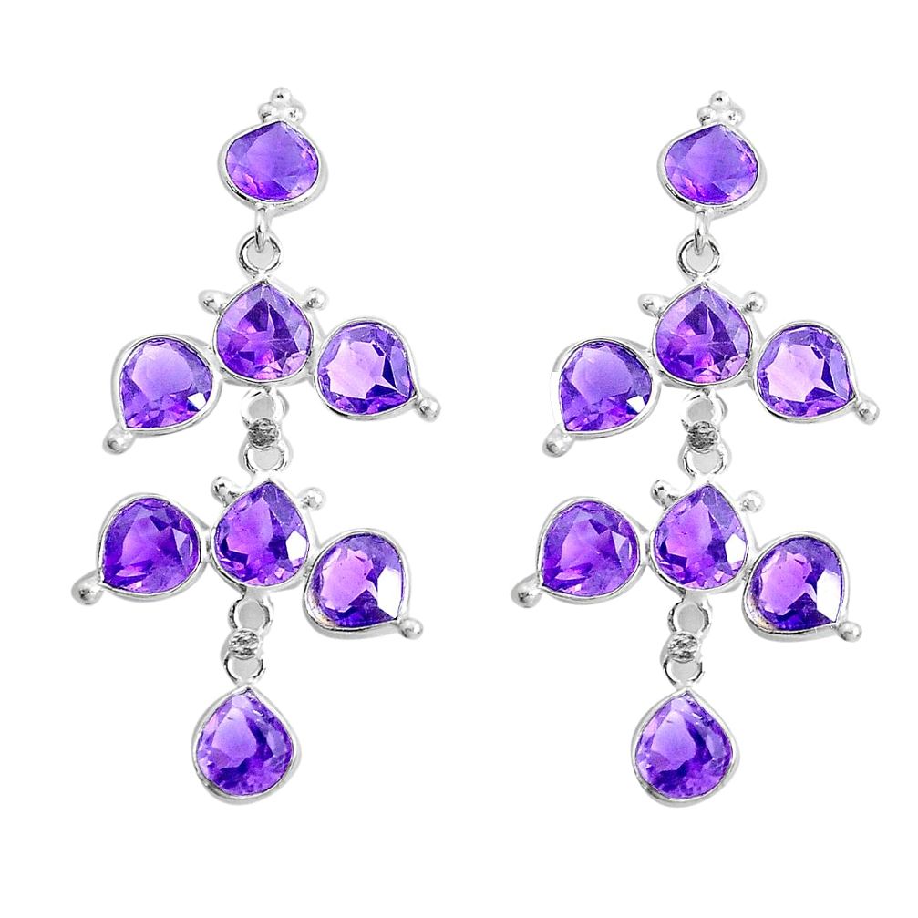 13.13cts natural purple amethyst 925 sterling silver chandelier earrings p43882
