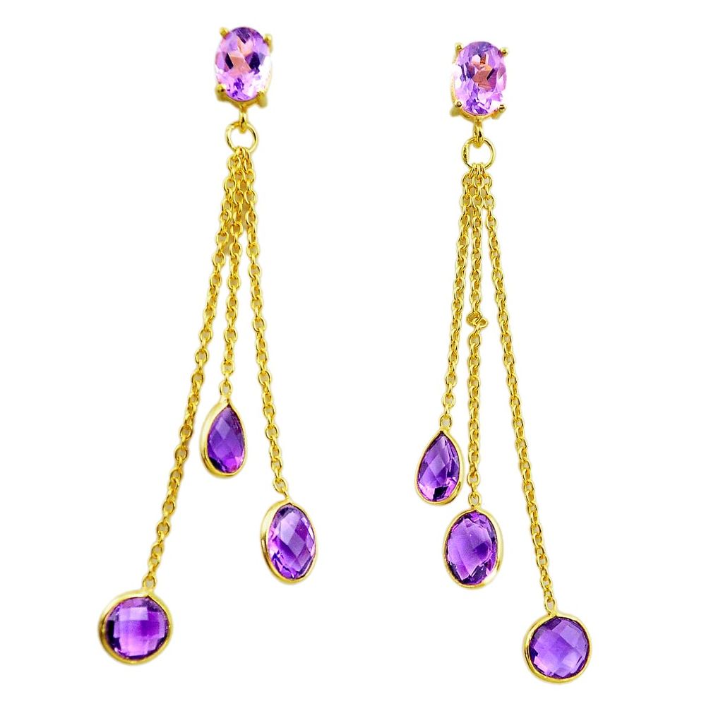 13.41cts natural purple amethyst 925 sterling silver chandelier earrings p87442