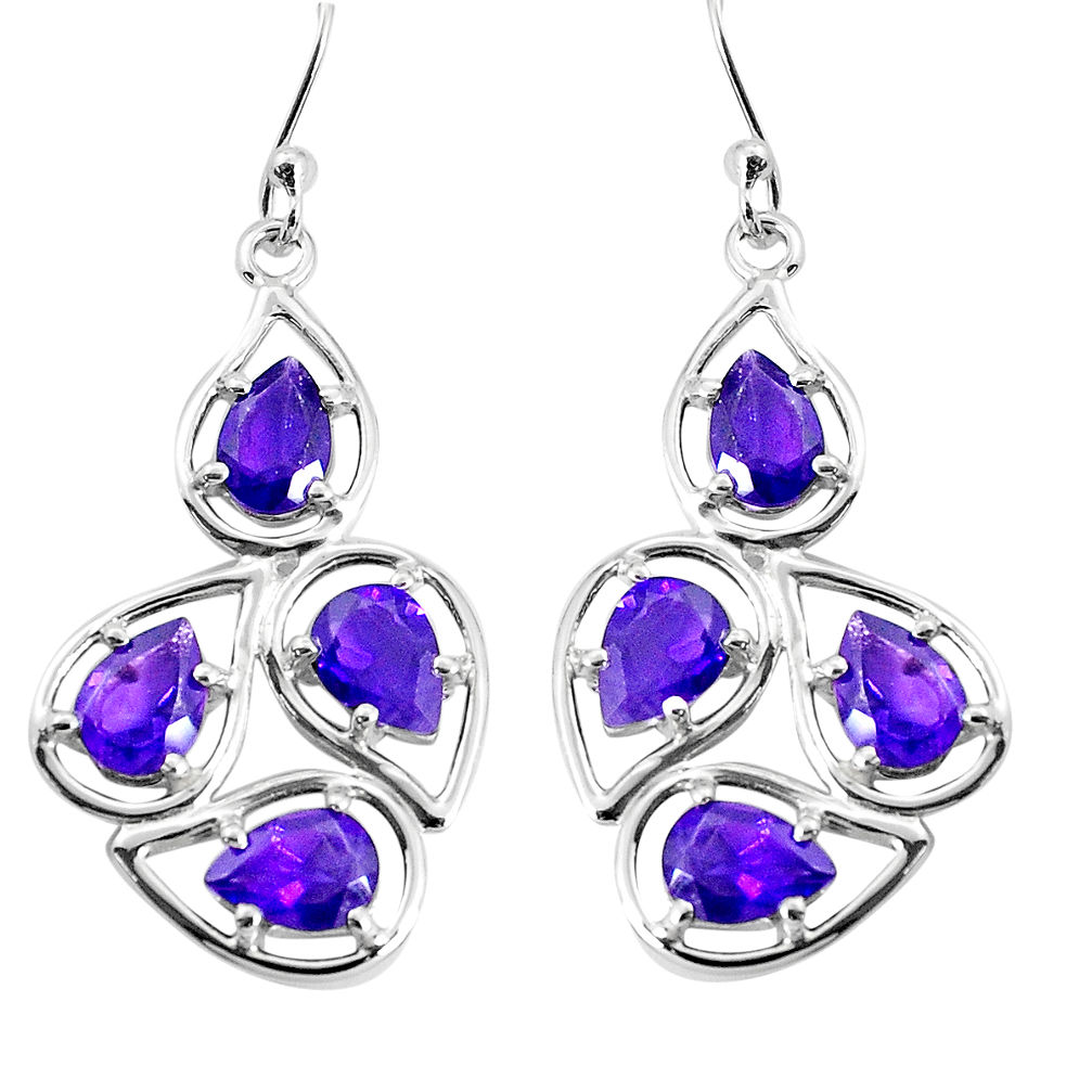 12.07cts natural purple amethyst 925 sterling silver dangle earrings p36662