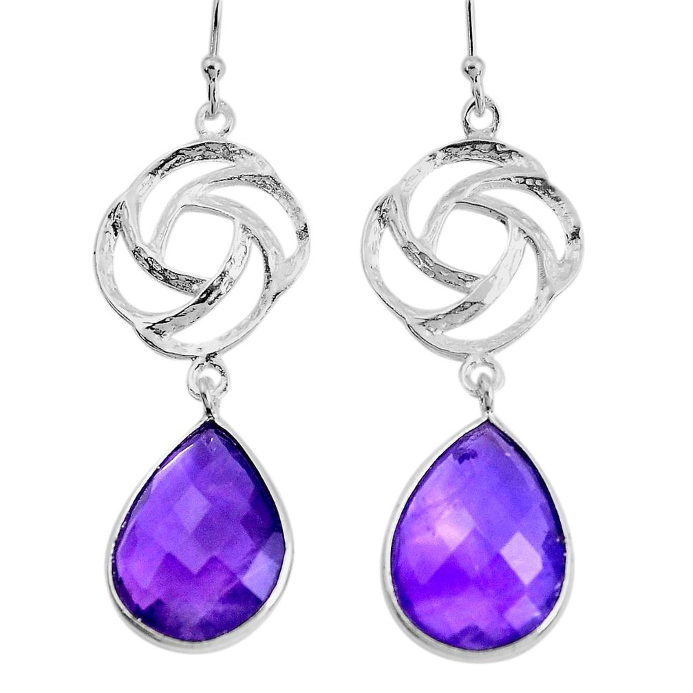 18.68cts natural purple amethyst 925 sterling silver dangle earrings p43527