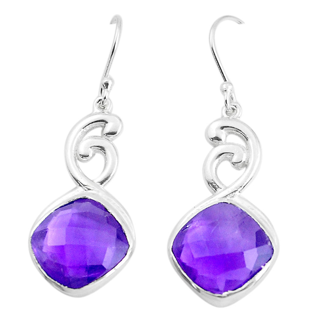 14.72cts natural purple amethyst 925 sterling silver dangle earrings p43585