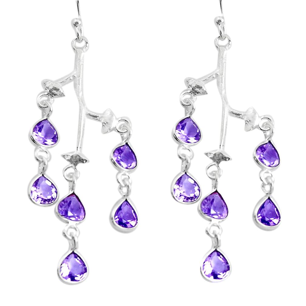 10.22cts natural purple amethyst 925 sterling silver dangle earrings p43845