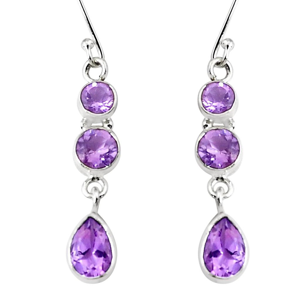 8.33cts natural purple amethyst 925 sterling silver dangle earrings p45685