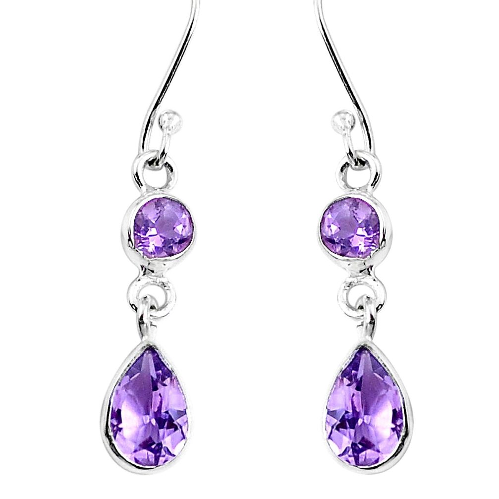 4.34cts natural purple amethyst 925 sterling silver dangle earrings p45743