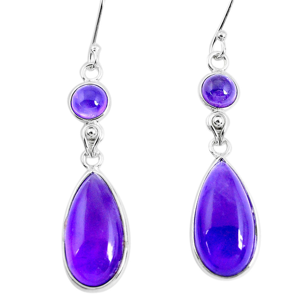 17.35cts natural purple amethyst 925 sterling silver dangle earrings p50381
