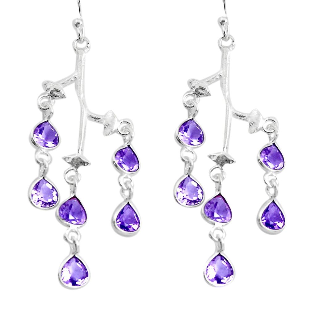 10.05cts natural purple amethyst 925 sterling silver dangle earrings p60705