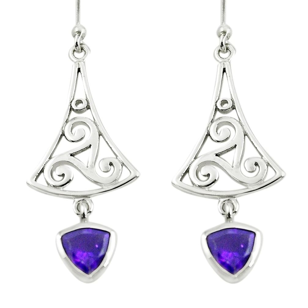 3.32cts natural purple amethyst 925 sterling silver dangle earrings p62621